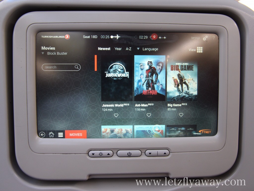 Turkish Airlines Economy Class Screen