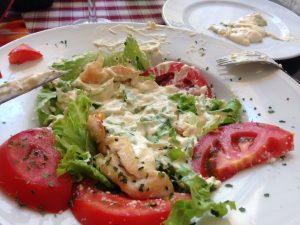 Disgusting caesar salad Portun Restaurant Dubrovnik