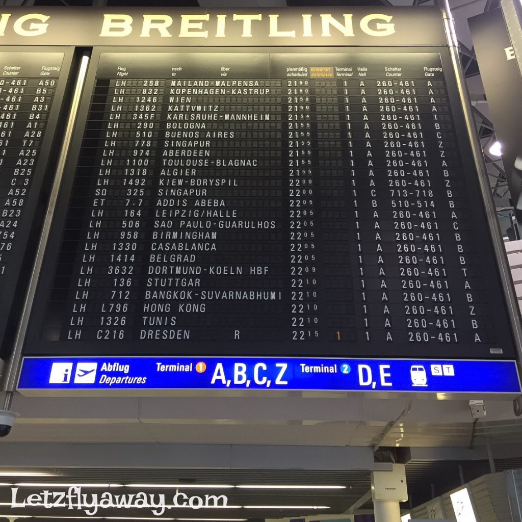 Frankfurt Airport vintage flight departure time table