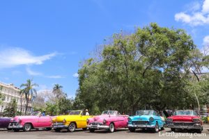 old cars in parque central havana