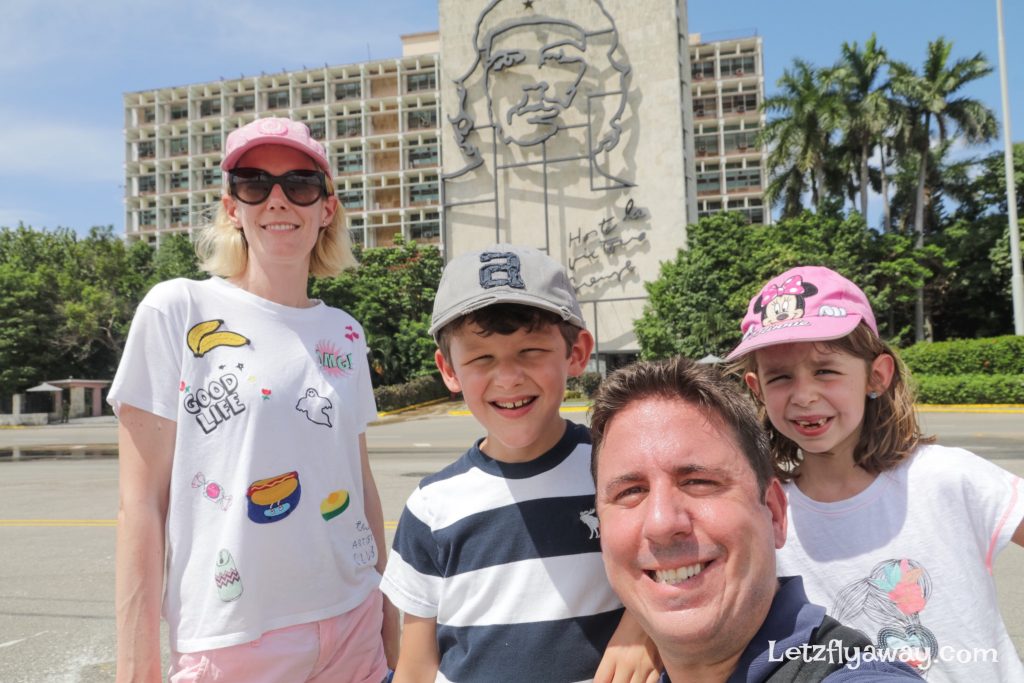 Havana Cuba with Kids family picture at revolution Square