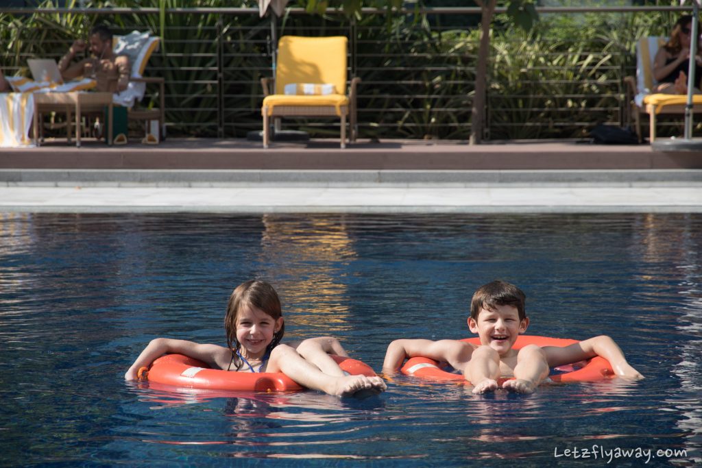 The Oberoi Dubai kids enjoying the pool