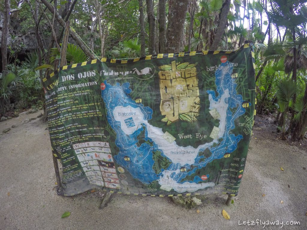 Playa del Carmen with Kids Cenote Dos Ojos Map