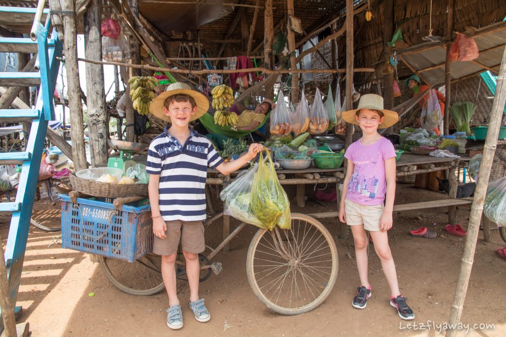 kids shopping in kampong phluk